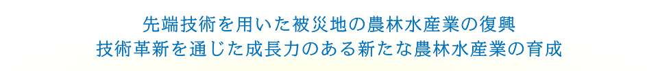 先端技術を用いた被災地の農林水産業の復興・技術革新を通じた成長力のある新たな農林水産業の育成
